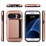 Wholesale Samsung Galaxy S7 Card Slots Hybrid Case (Silver)